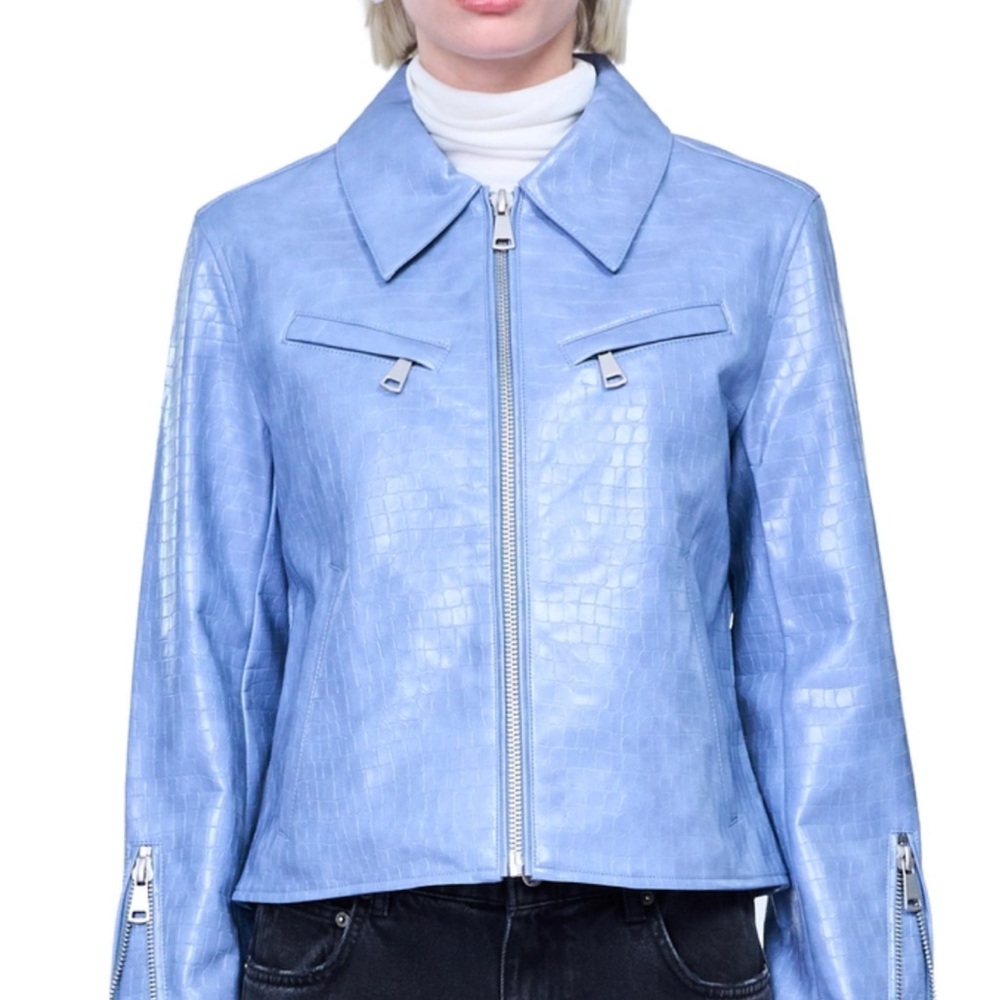 APPARIS Croc Jacket in Dusty Blue Color